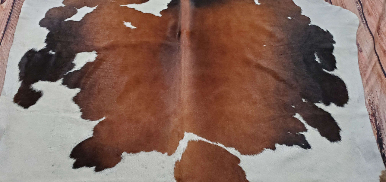 Natural Genuine Dark Brown Cowhide Rug 7.3ft x 6.3ft