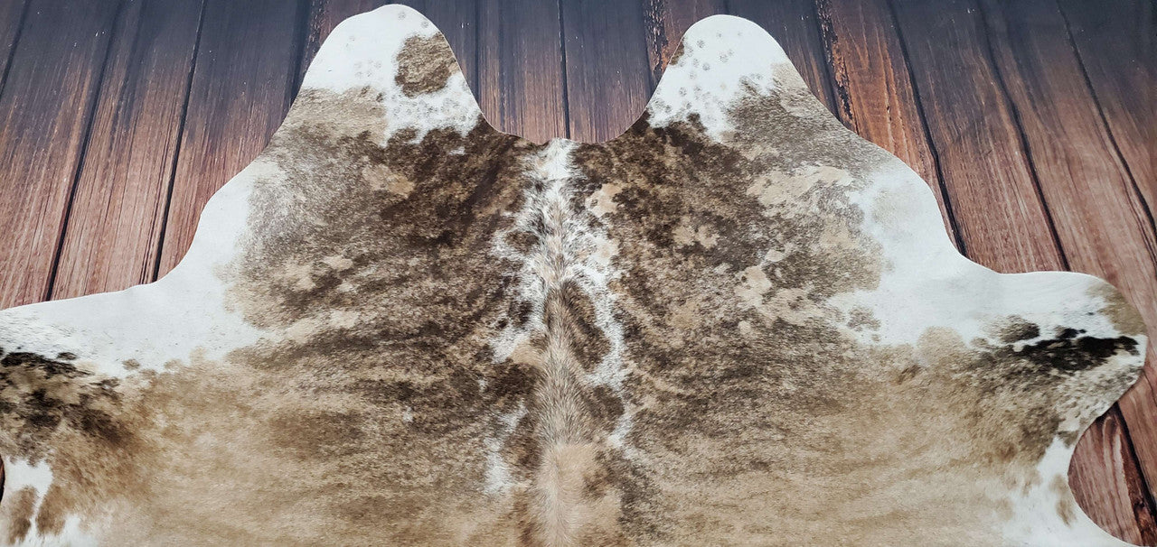 Natural Tan Grey Cowhide Rug 8ft x 7.2ft