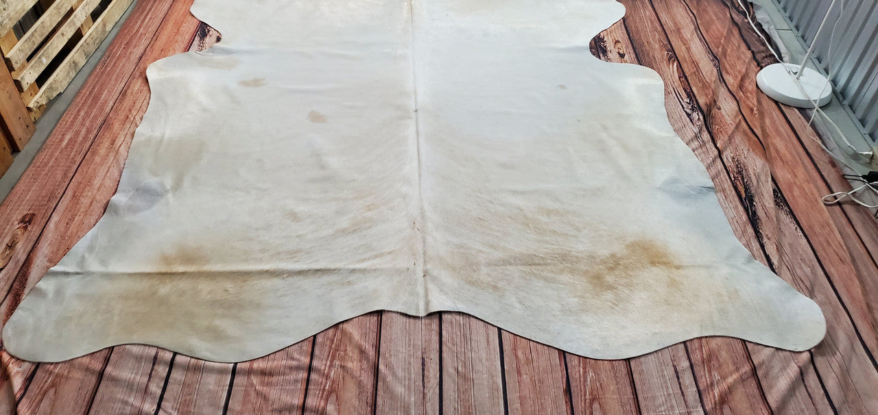 Butter Cream Cowhide Rug 7.7ft x 6.8ft
