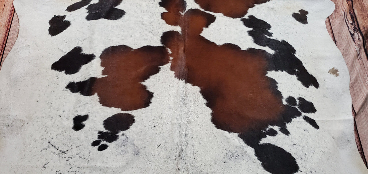 Extra Large Cowhide Rug Speckled Tricolor 7.6ft x 6.5ft