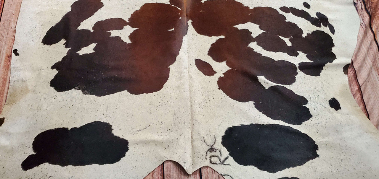 Extra Large TriColor Cowhide Rug 7.1ft x 6.4ft