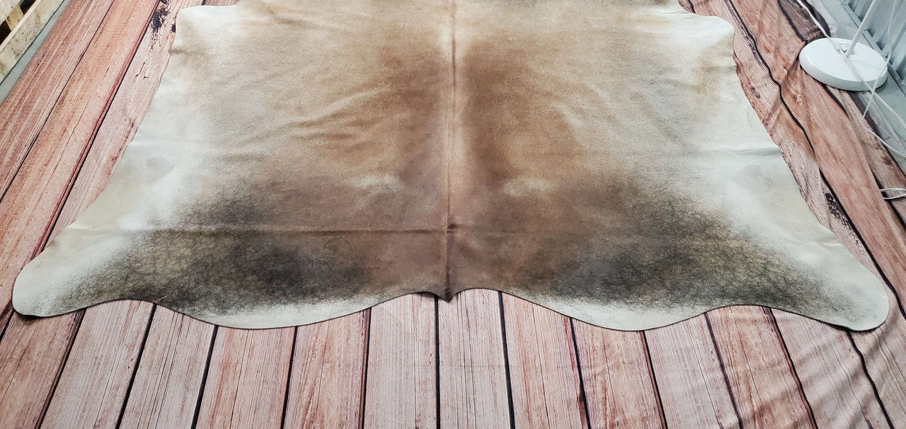 Exotic Tan Grey Cowhide Rug 7.5ft x 7ft