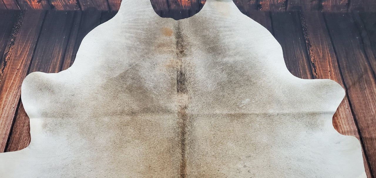 Large Brazilian Tan Grey Cowhide Rug 7.1ft x 6.4ft