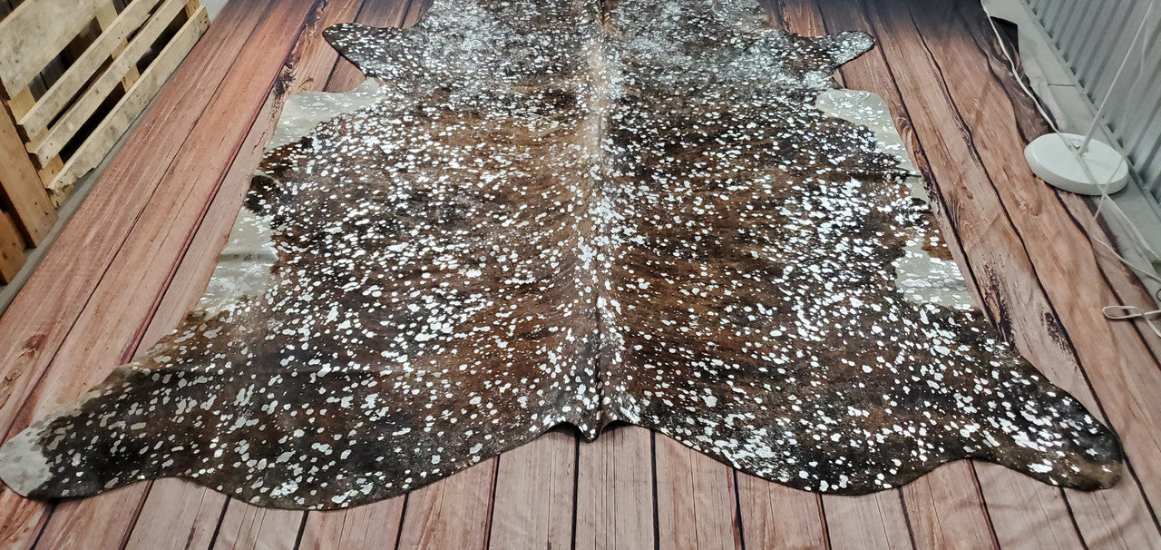Dark Metallic Cowhide Rug 8ft x 7.2ft