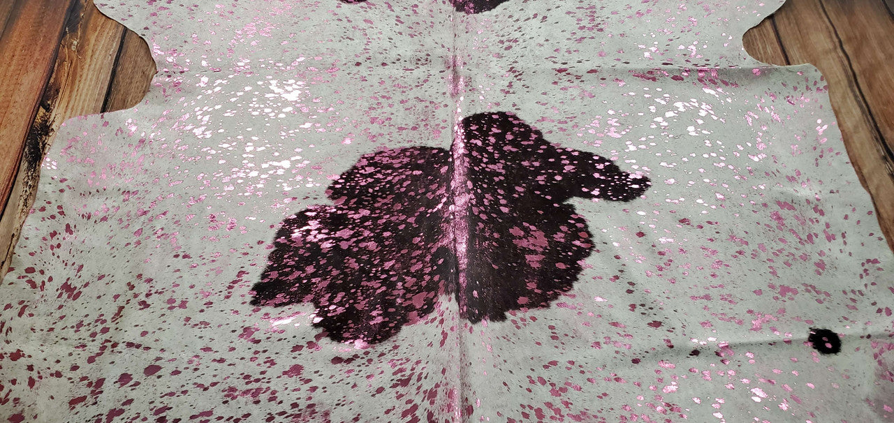 Pink Metallic Cowhide Rugs 8.1ft x 7.5ft