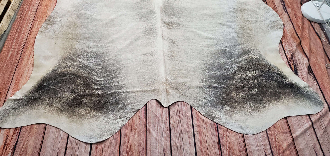 Large Light Brindle Gray Cowhide Rug Brazilian 8.3ft x 7ft