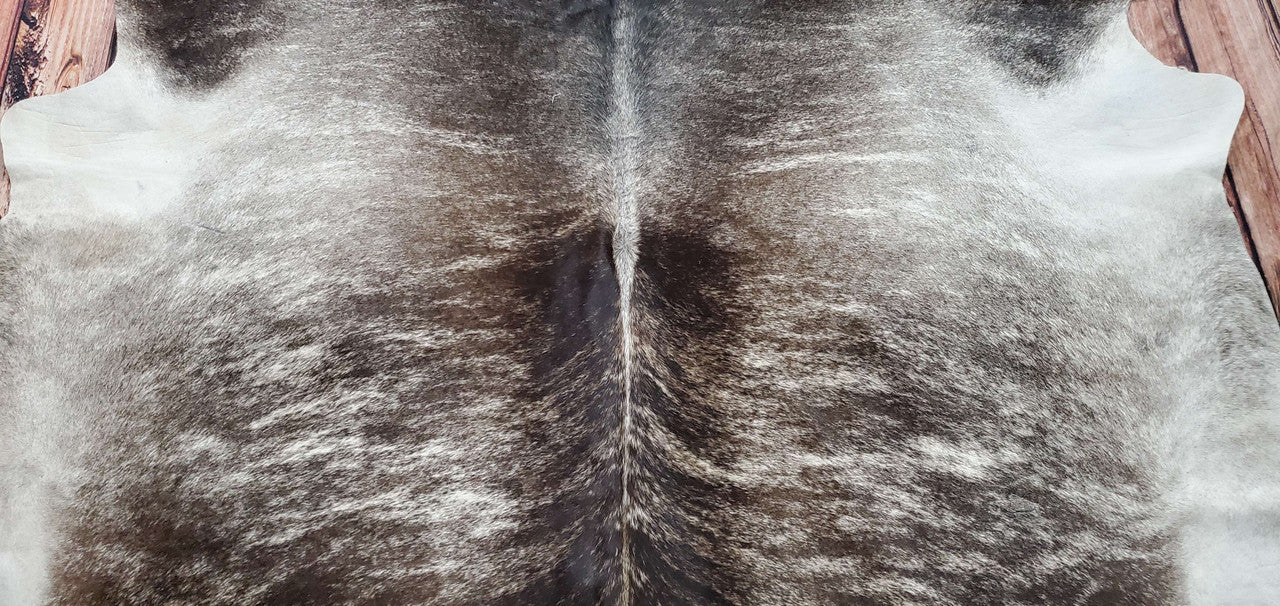 Exotic Dark Grey Brindle Cowhide Rug 7.5ft x 7.3ft
