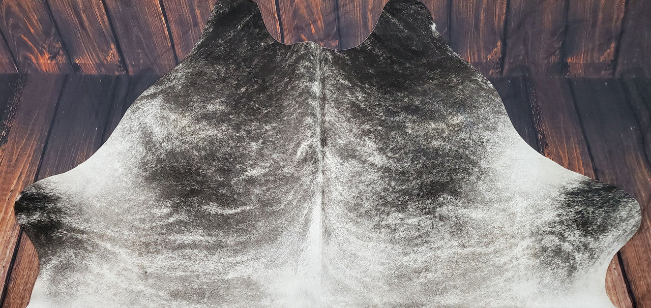 Dark Gray Brindle Cowhide Rug 7.7ft x 7ft