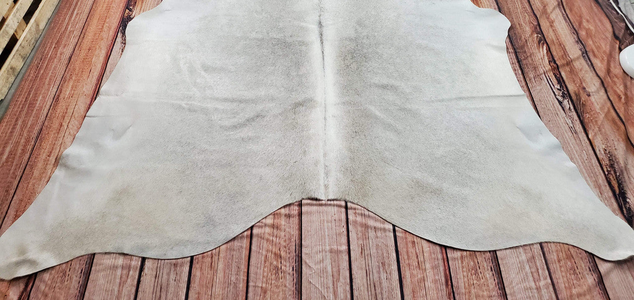 Light Grey Tan Cowhide Rug 7ft x 6.8ft