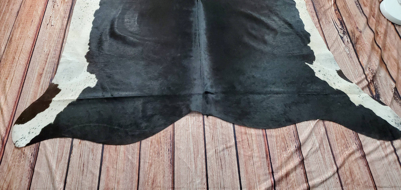 Large Holstein Black And White Cowhide Rug 6.8ft x 6.5ft