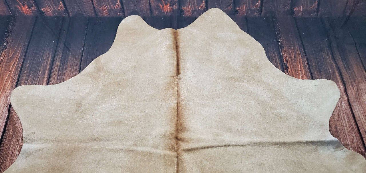 Pure Beige Cowhide Rug 7.4ft x 6.4ft