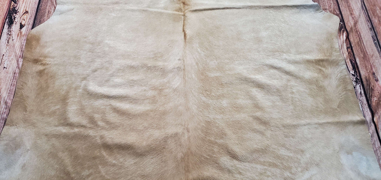 Pure Beige Cowhide Rug 7.4ft x 6.4ft