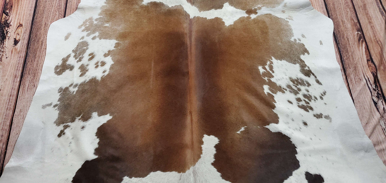 Black Brown White Cowhide Rug 6.6ft x 5.9ft