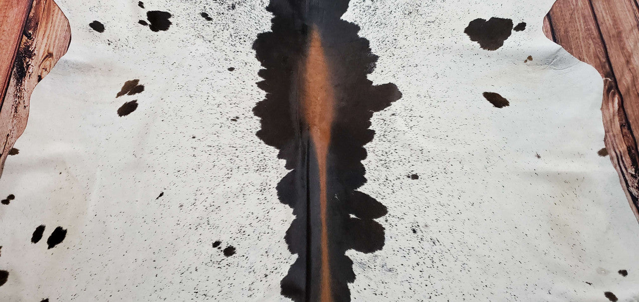 Genuine Salt Pepper Tricolor Cowhide Rug 7.3ft x 7ft