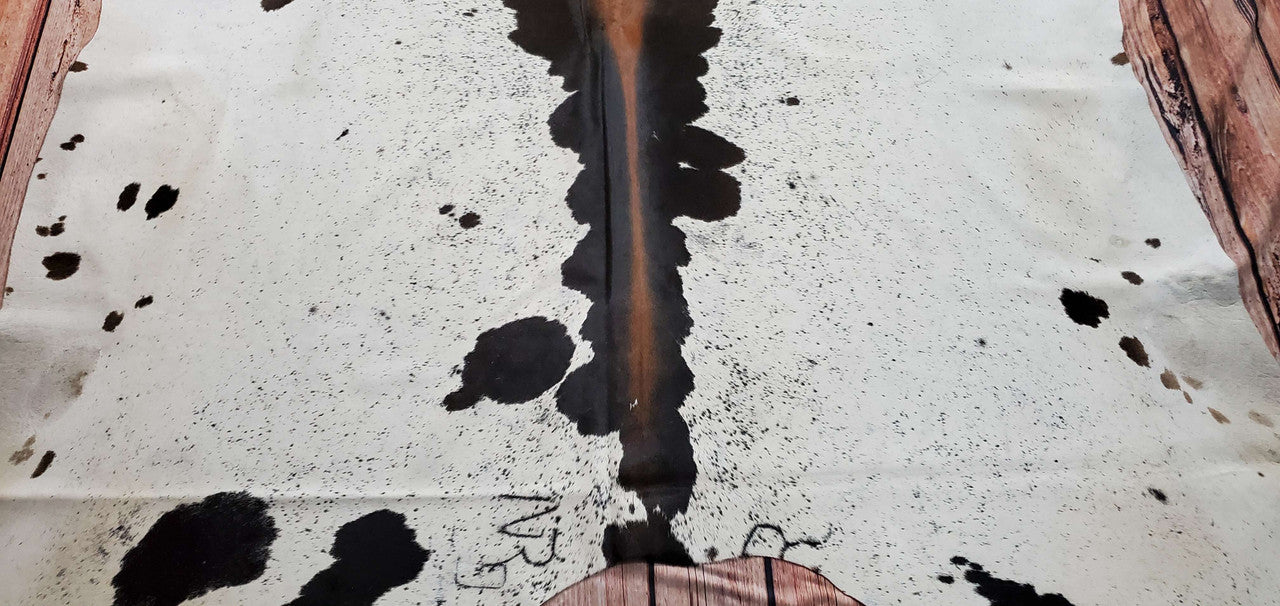 Genuine Salt Pepper Tricolor Cowhide Rug 7.3ft x 7ft