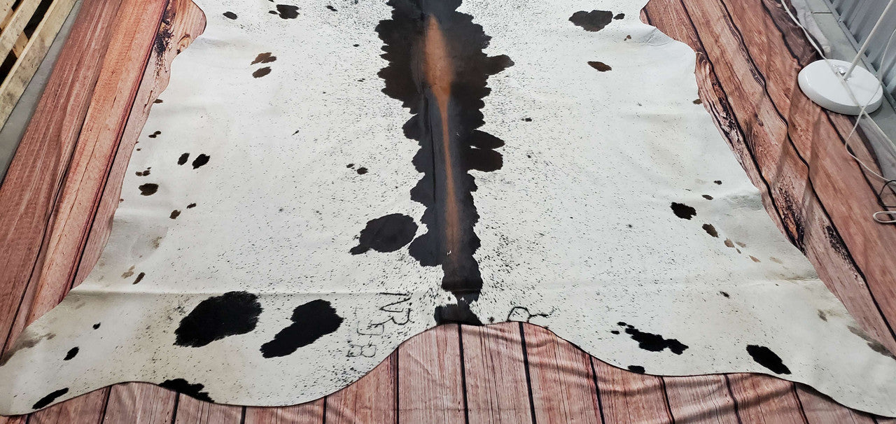 Genuine Salt Pepper Tricolor Cowhide Rug 7.3ft x 7ft