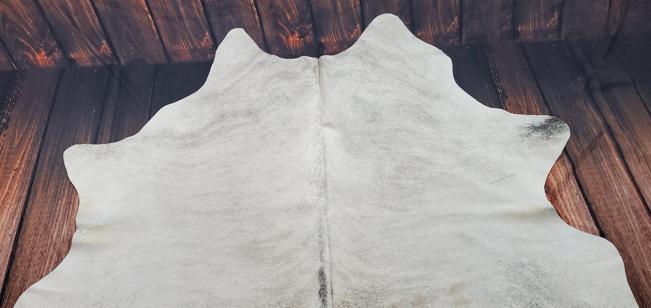 Tan Grey Brindle Cowhide Rug 6.3ft x 6.2ft