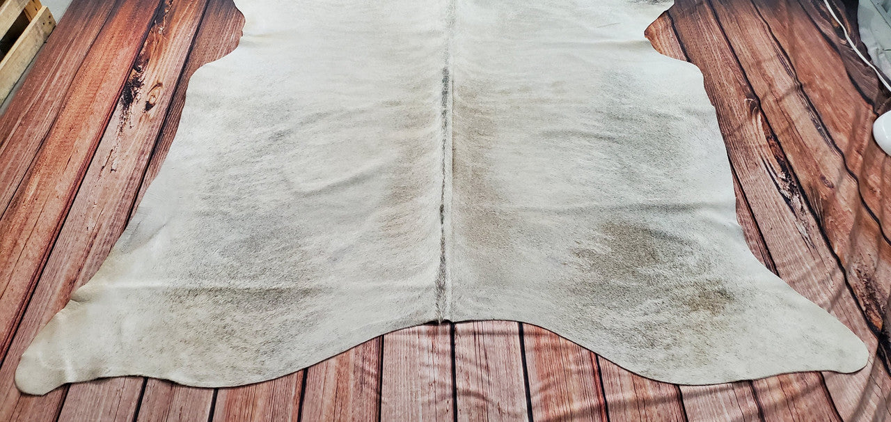 Tan Grey Brindle Cowhide Rug 6.3ft x 6.2ft