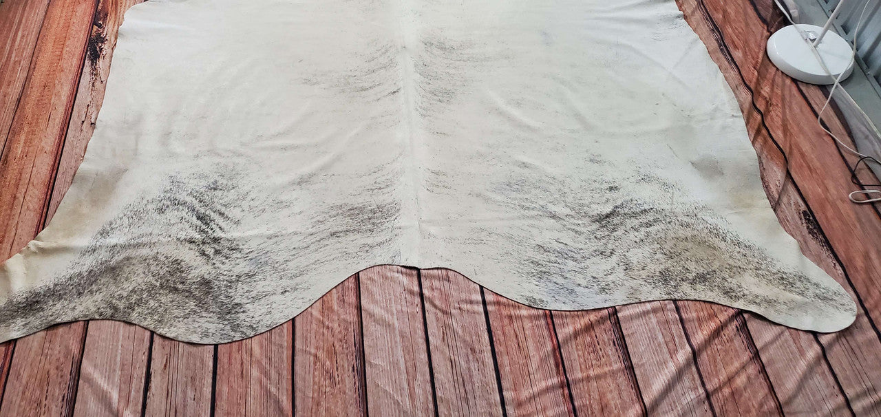 Large Brindle Grey Ivory Cowhide Rug 7.4ft x 6.8ft