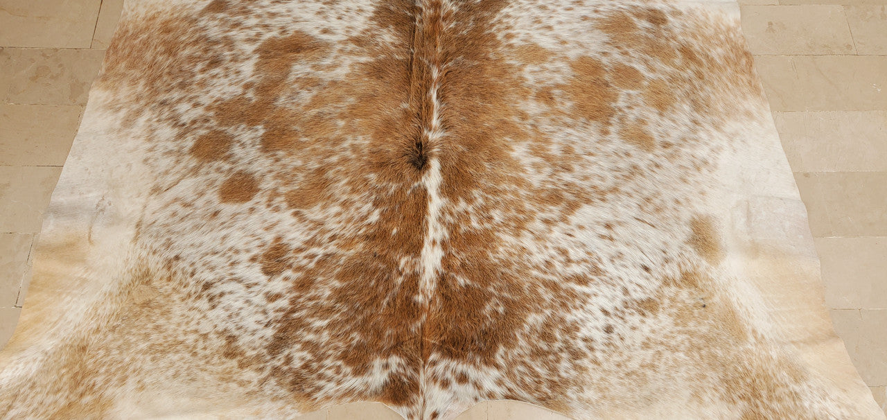 Tricolor Salt And Pepper Cowhide Rug 6ft x 5.6ft