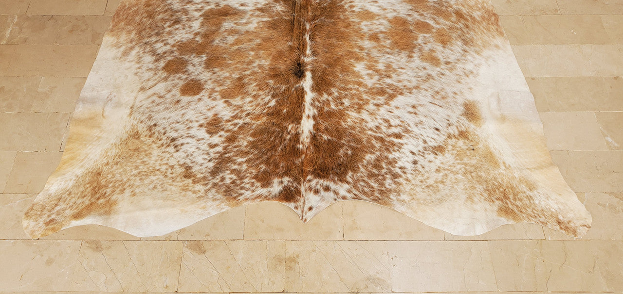 Tricolor Salt And Pepper Cowhide Rug 6ft x 5.6ft