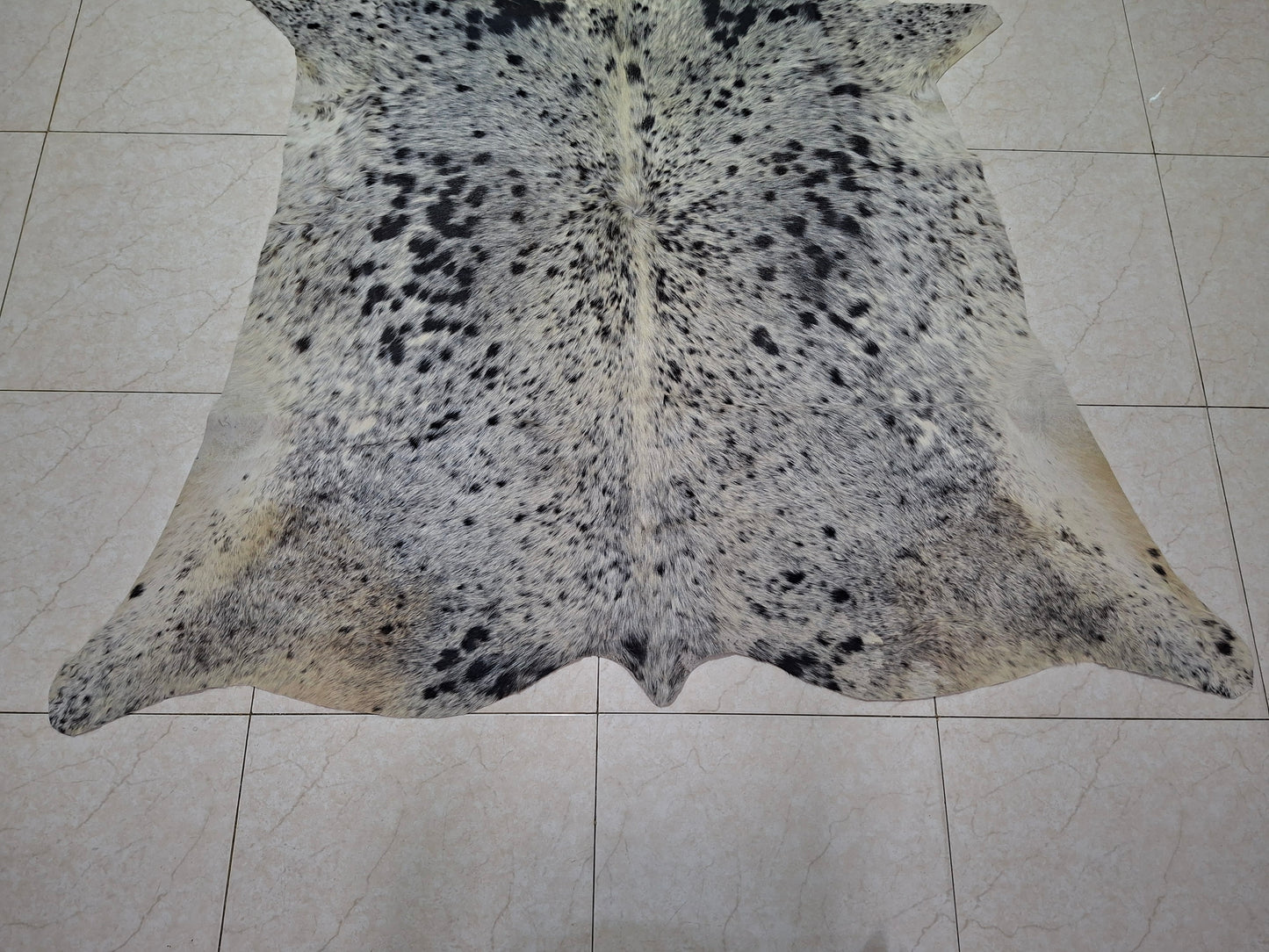 Cowhide Rug Small Black White Speckled 5ft x 5ft
