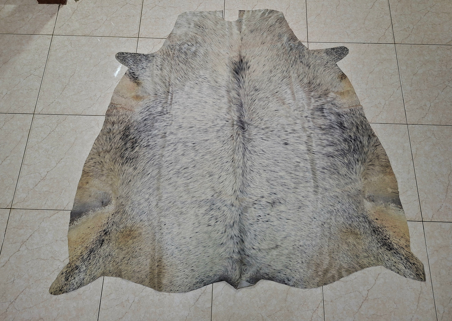 Western Black White Speckled Cow Hide Rug 4ft x 4.5ft
