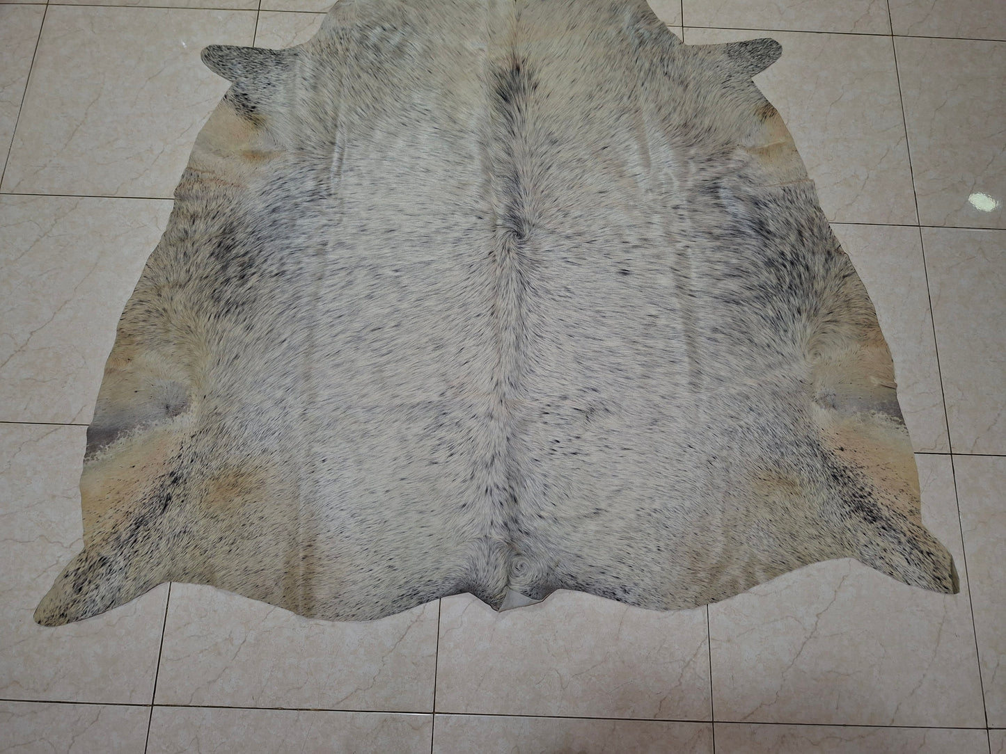 Western Black White Speckled Cow Hide Rug 4ft x 4.5ft