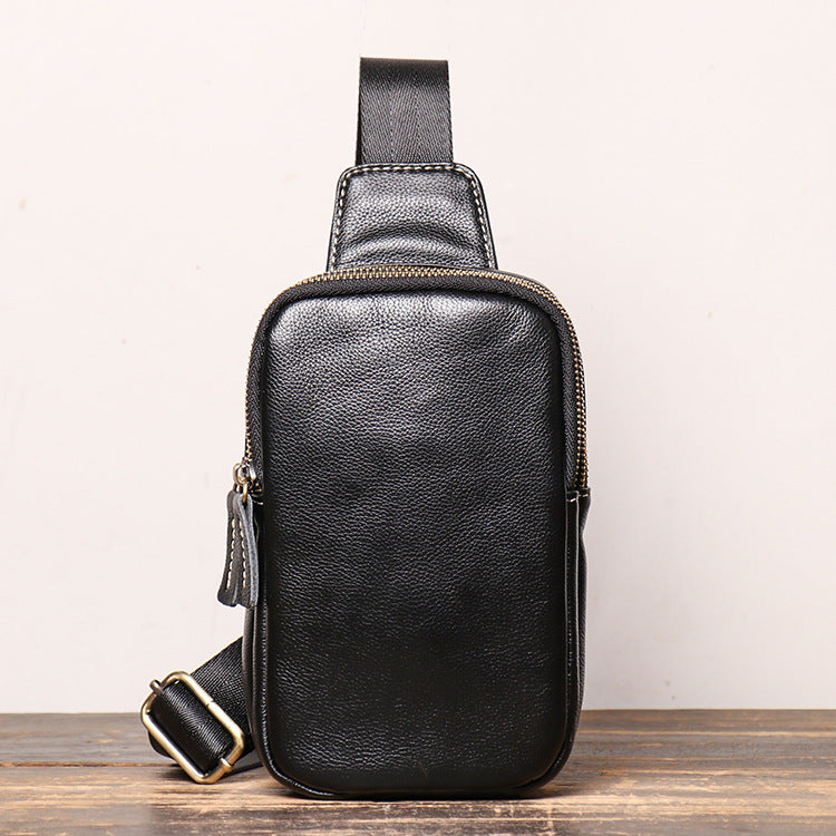 Cowhide leather crossbody chest sling bag