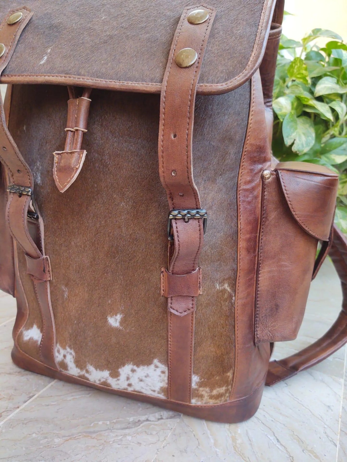 Western Backpack Purse with Hair-On Hide
