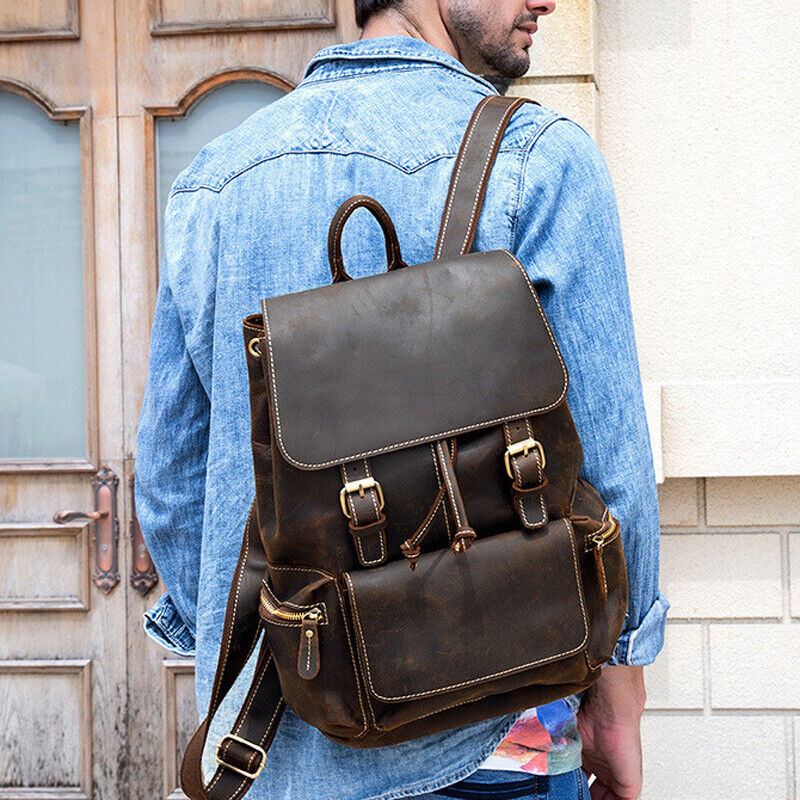 Cowhide Laptop Travel Backpack