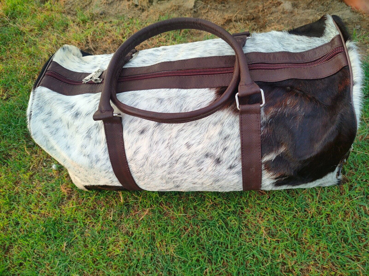 Tricolor Cowhide Duffle Bag
