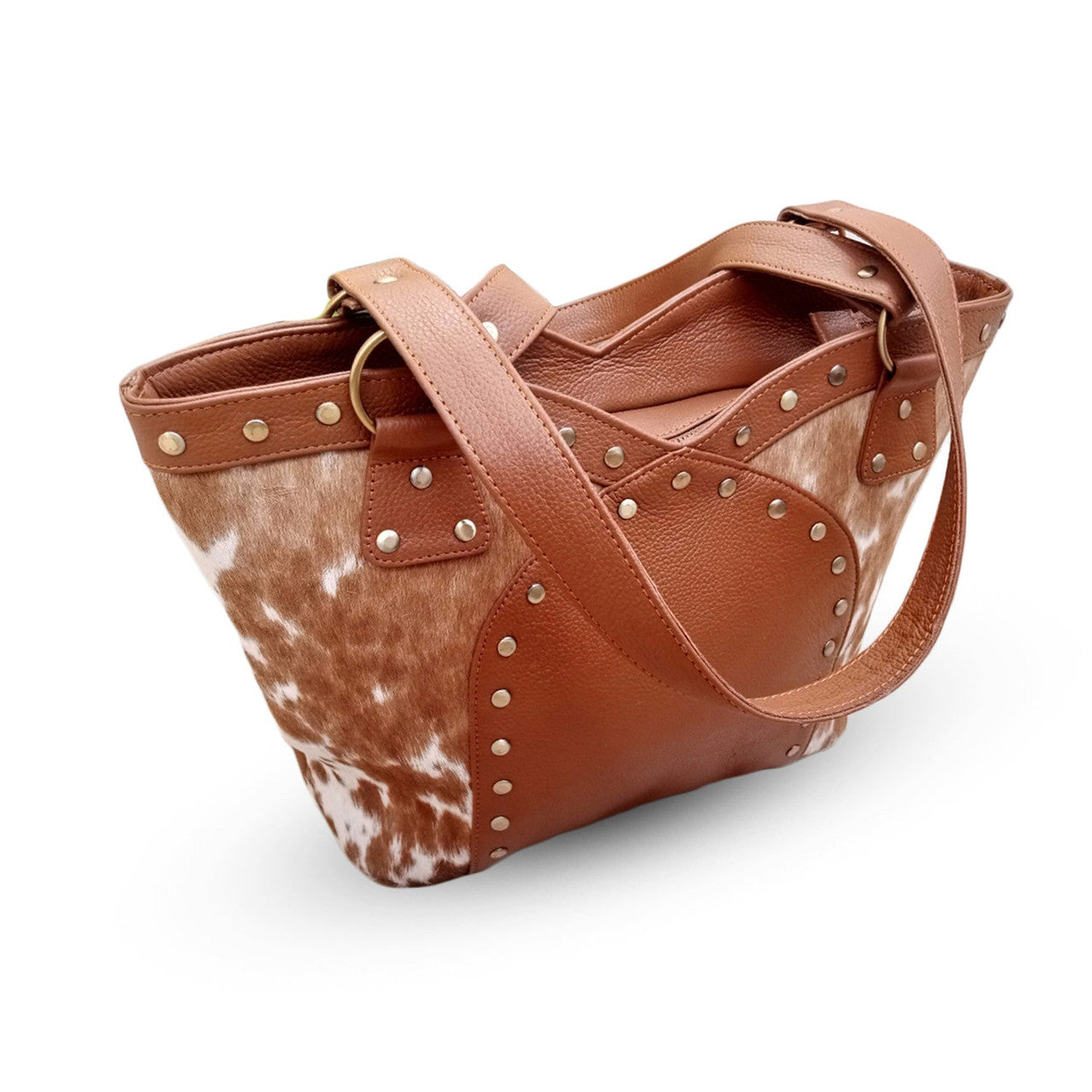 Cowhide Tote Bag Black White