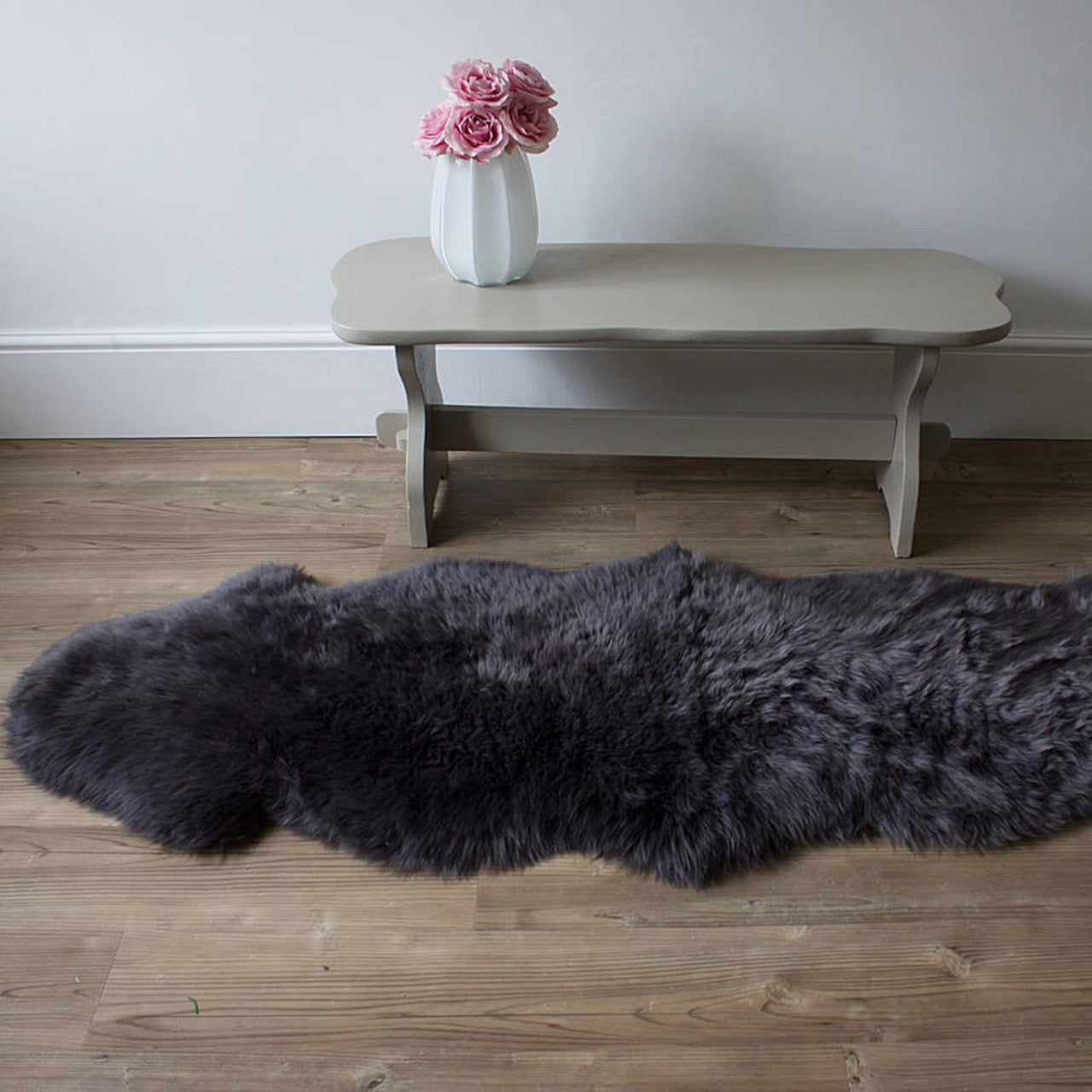 Double Pelt Large Grey Sheepskin Rug
