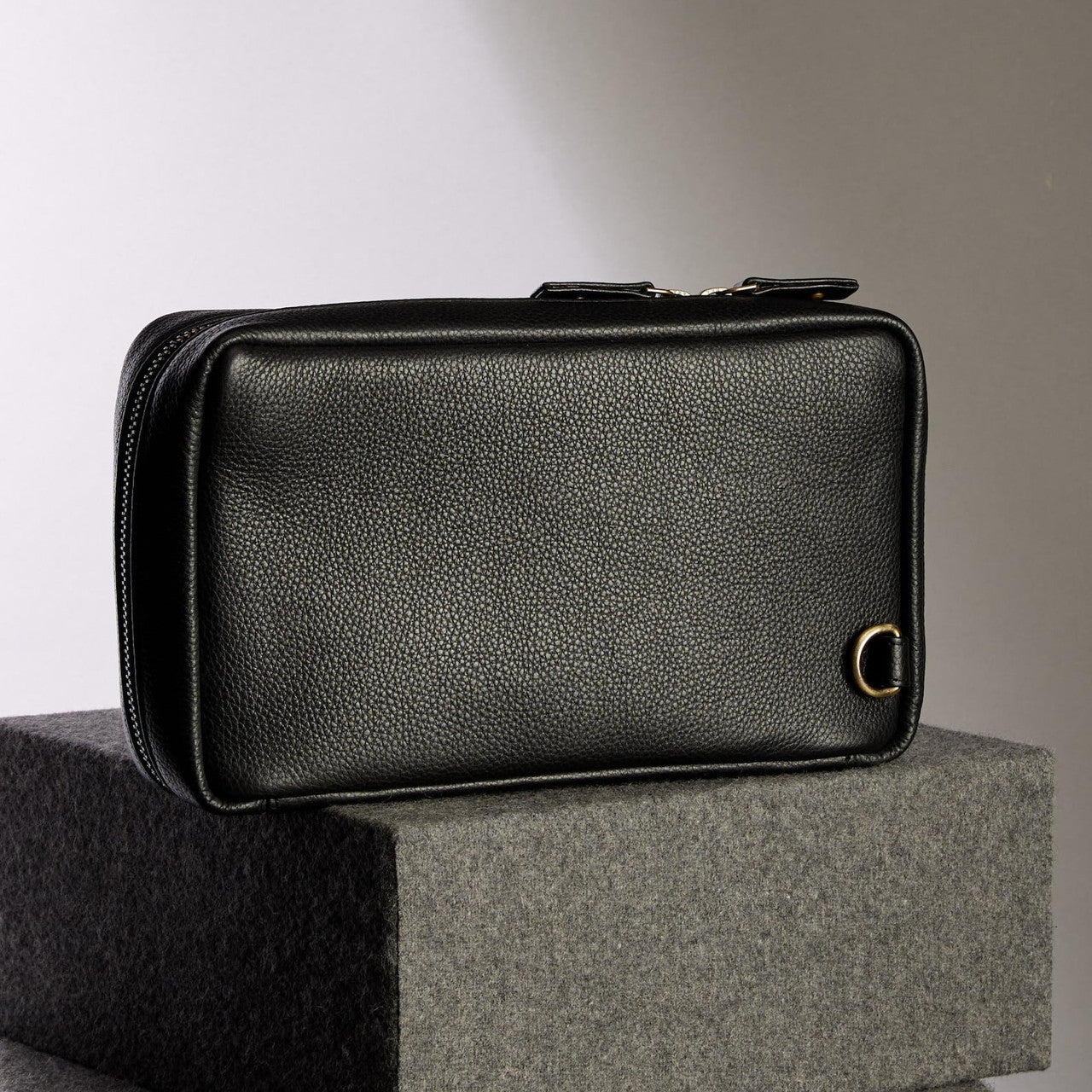 Black Leather Pouch With Zippers