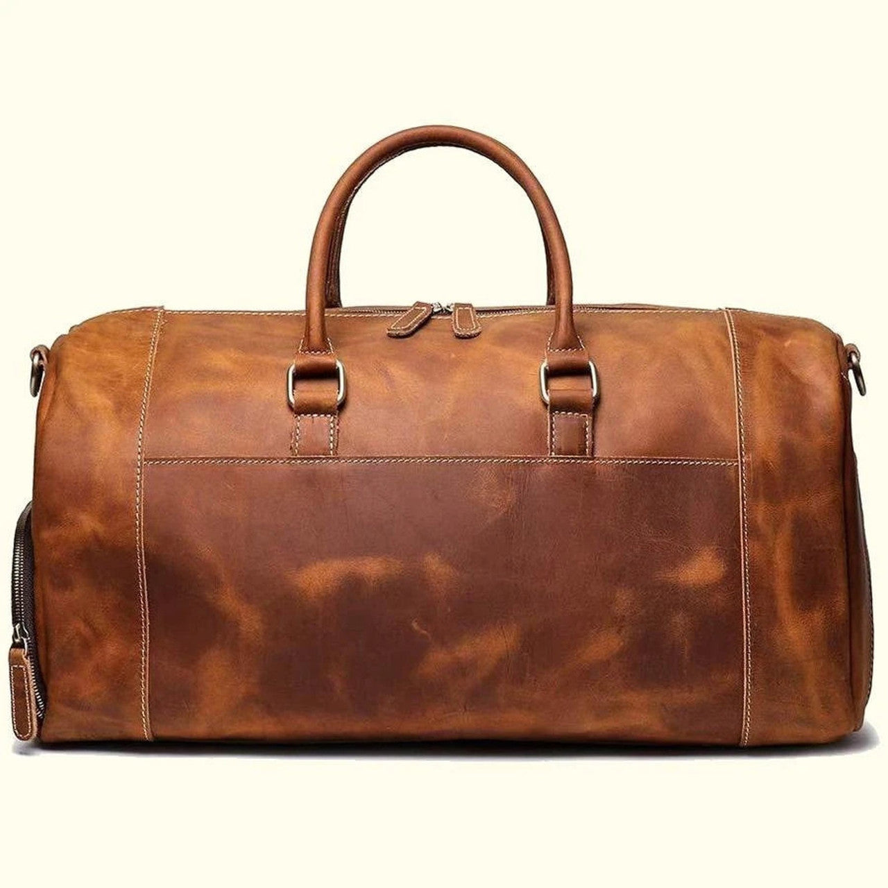 Mens Genuine Leather Travel Duffle Bag
