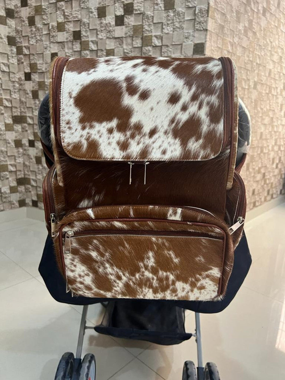 Cowhide Mommy Diaper Backpack