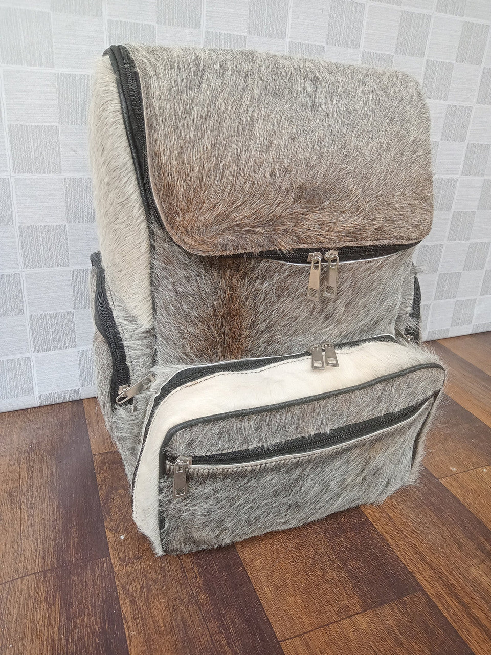 Natural Gray Hair On Hide Backpack