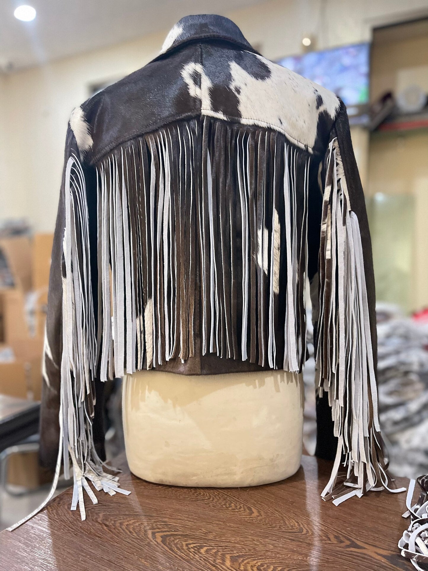 Black White Cowhide Jacket