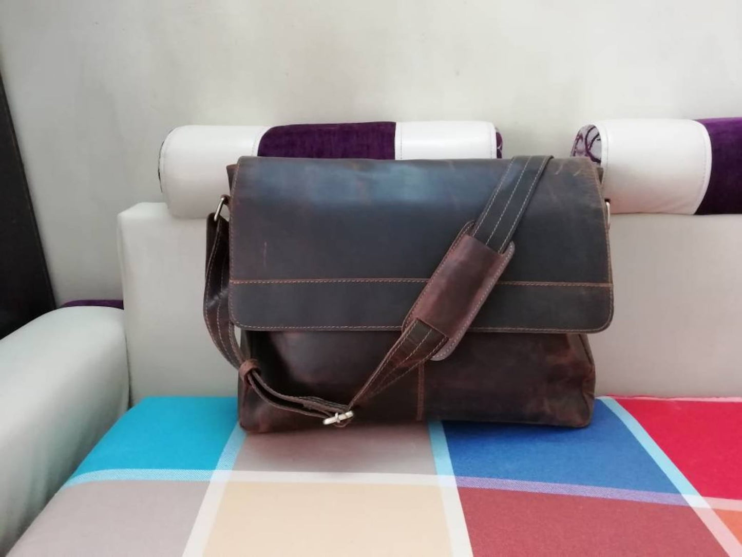 Cowhide Leather Messenger Bag