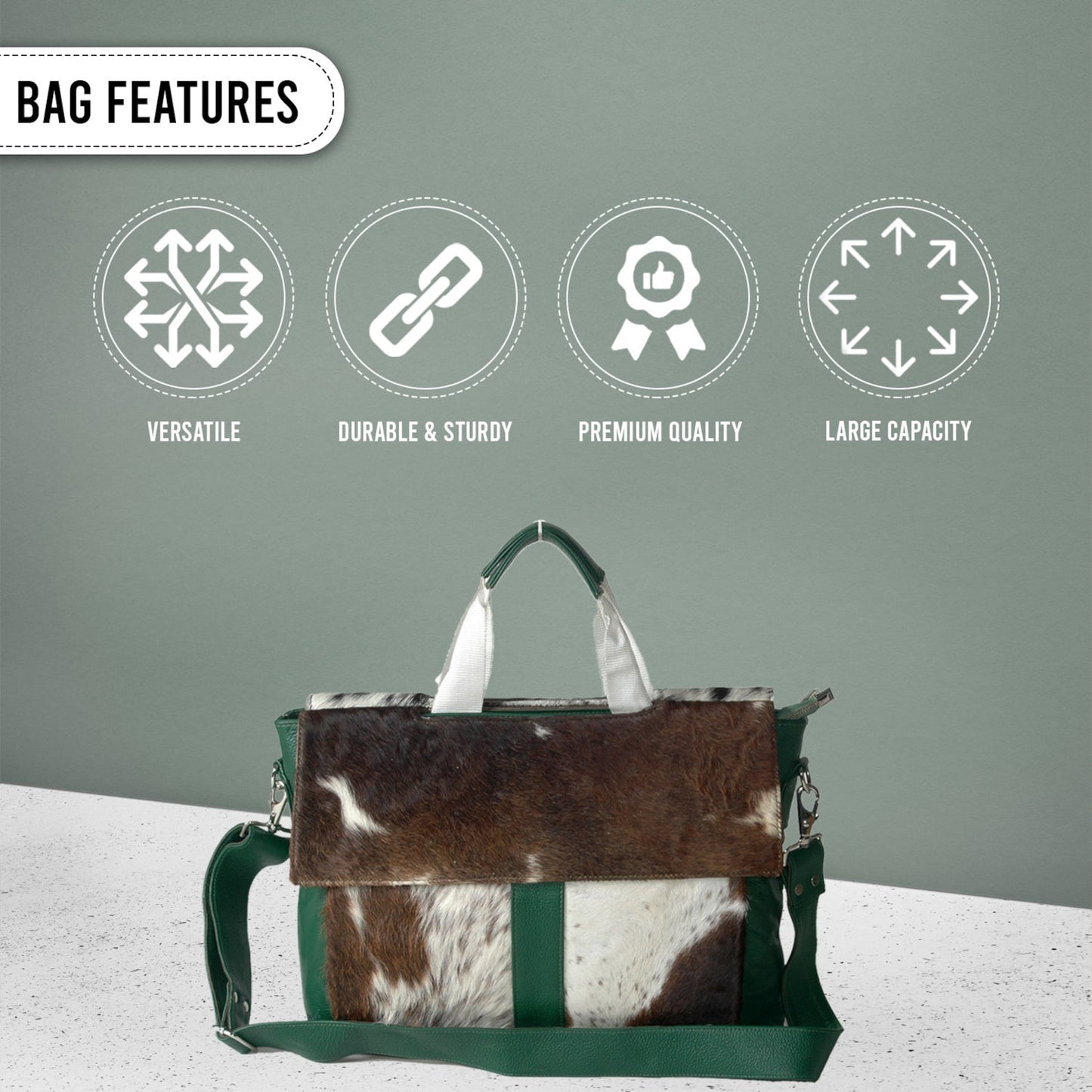 Brown White Cowhide Laptop Bag
