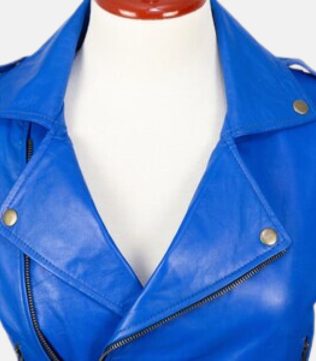 blue leather jackets for women