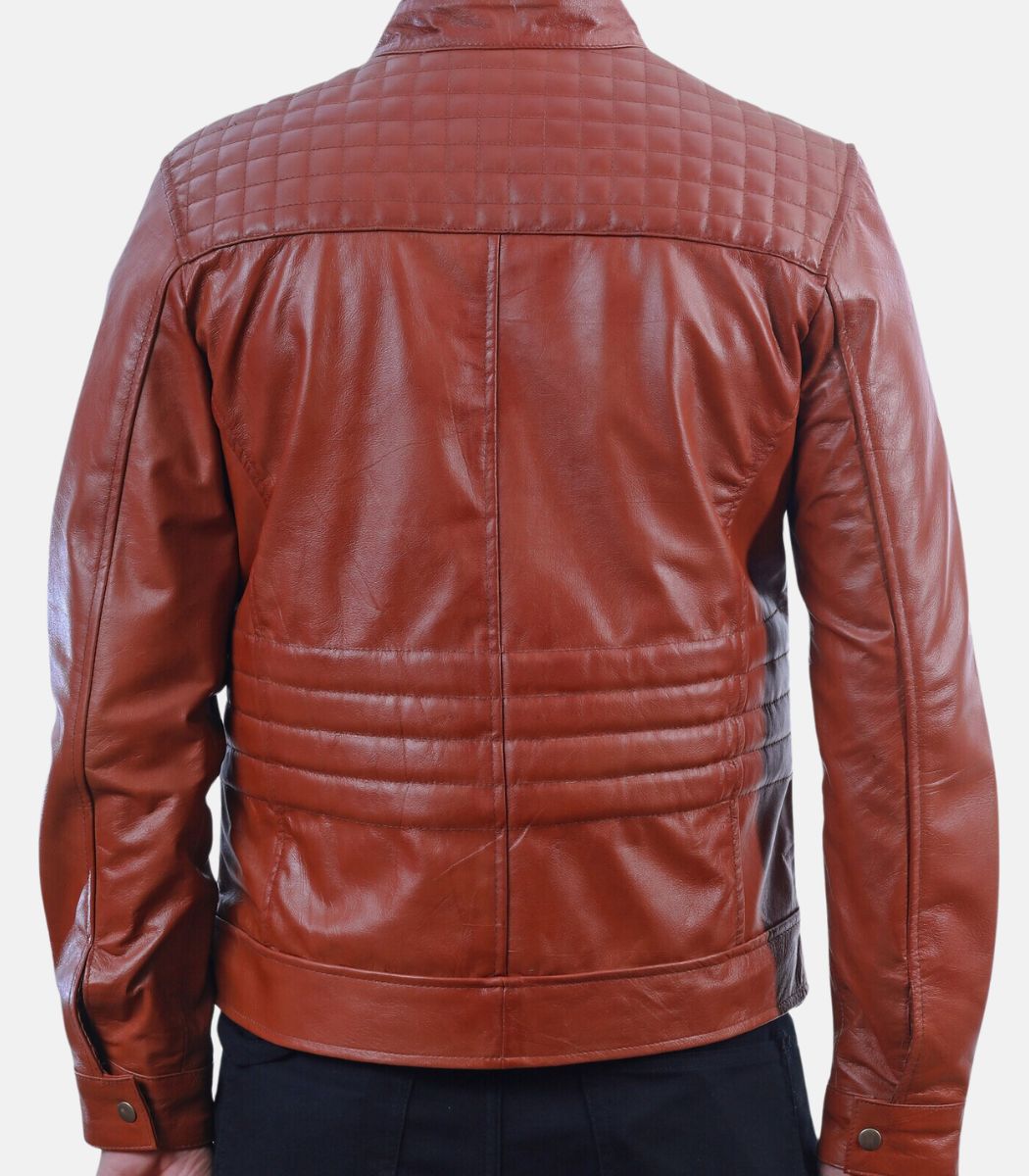 Customized Reddish Leather Jacket For Men
