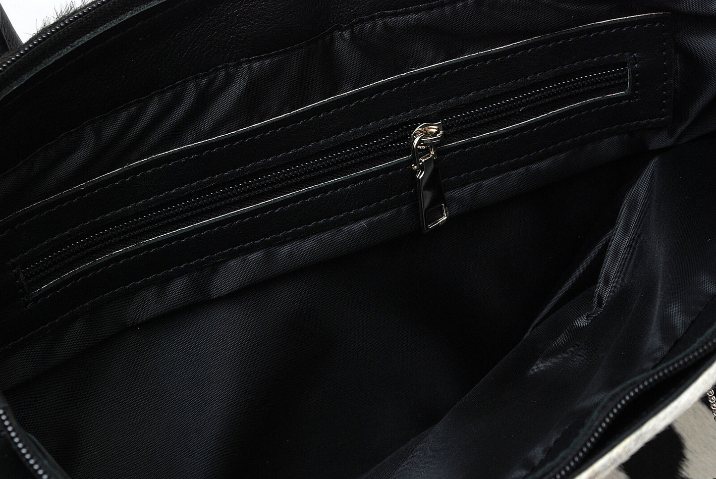 Black White Cow Skin Hide Shoulder Purse