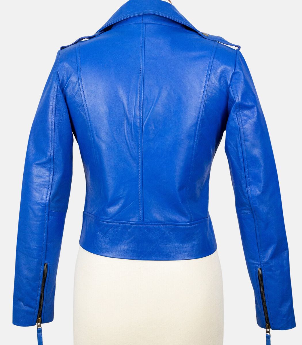 blue leather jackets for women