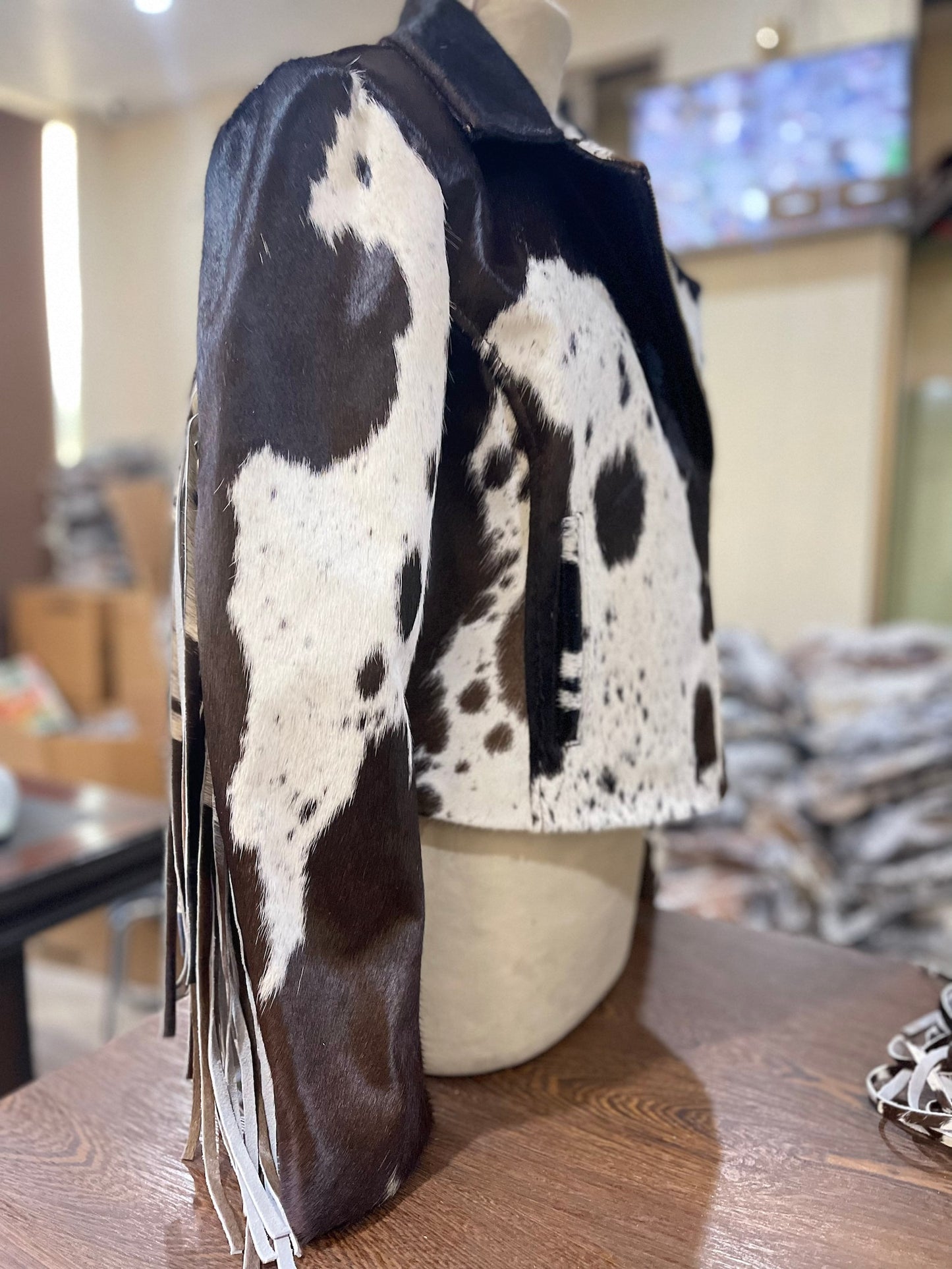 Black White Cowhide Jacket