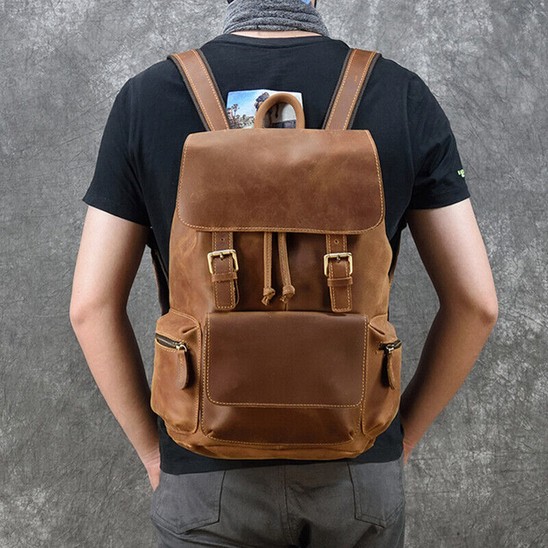 Cowhide Laptop Travel Backpack