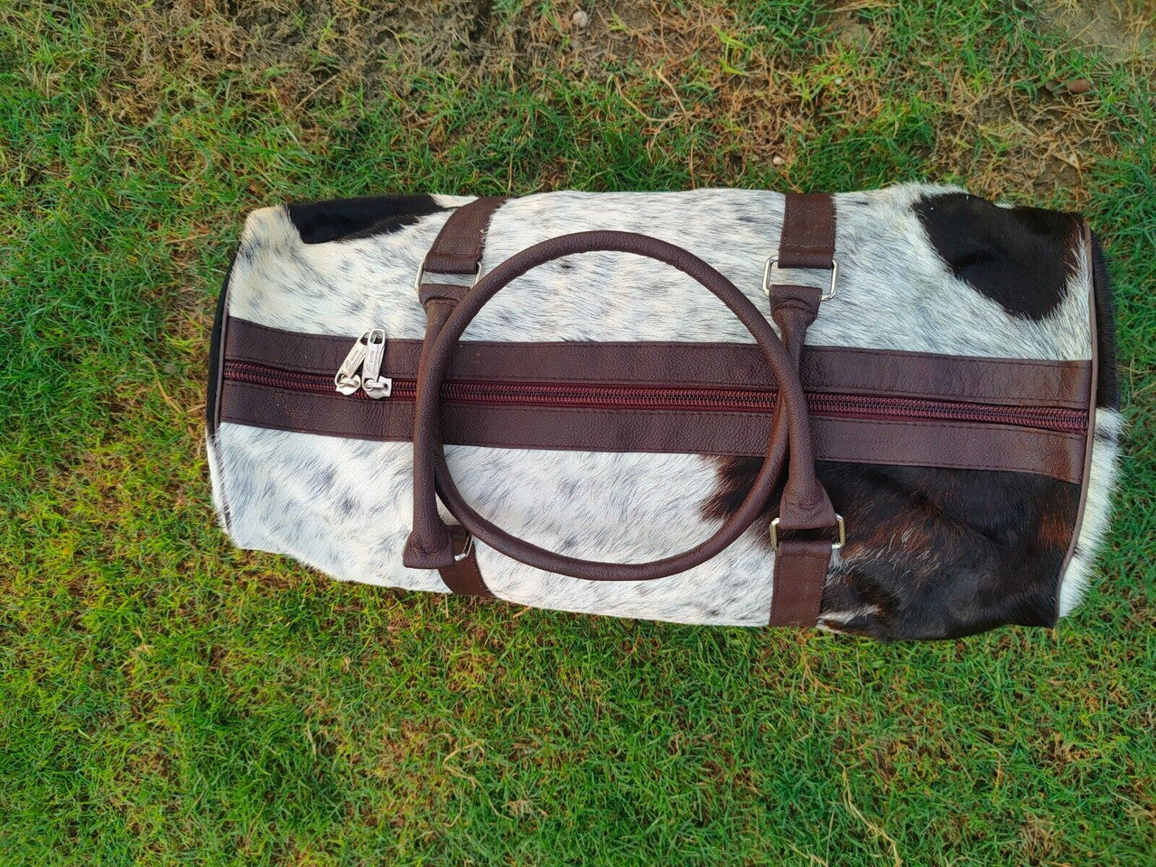 Tricolor Cowhide Duffle Bag