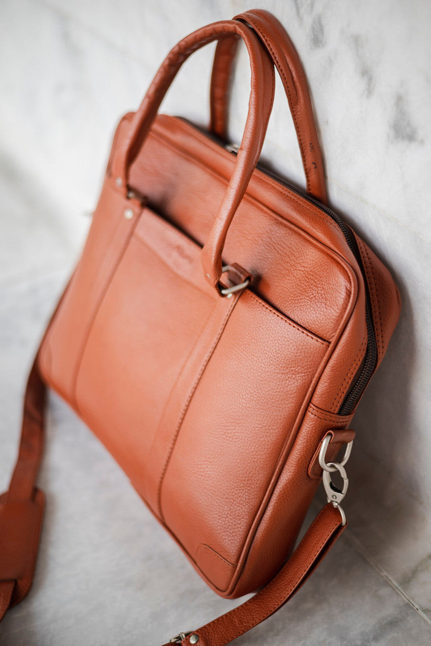 Genuine Brown Leather Laptop Office Bag