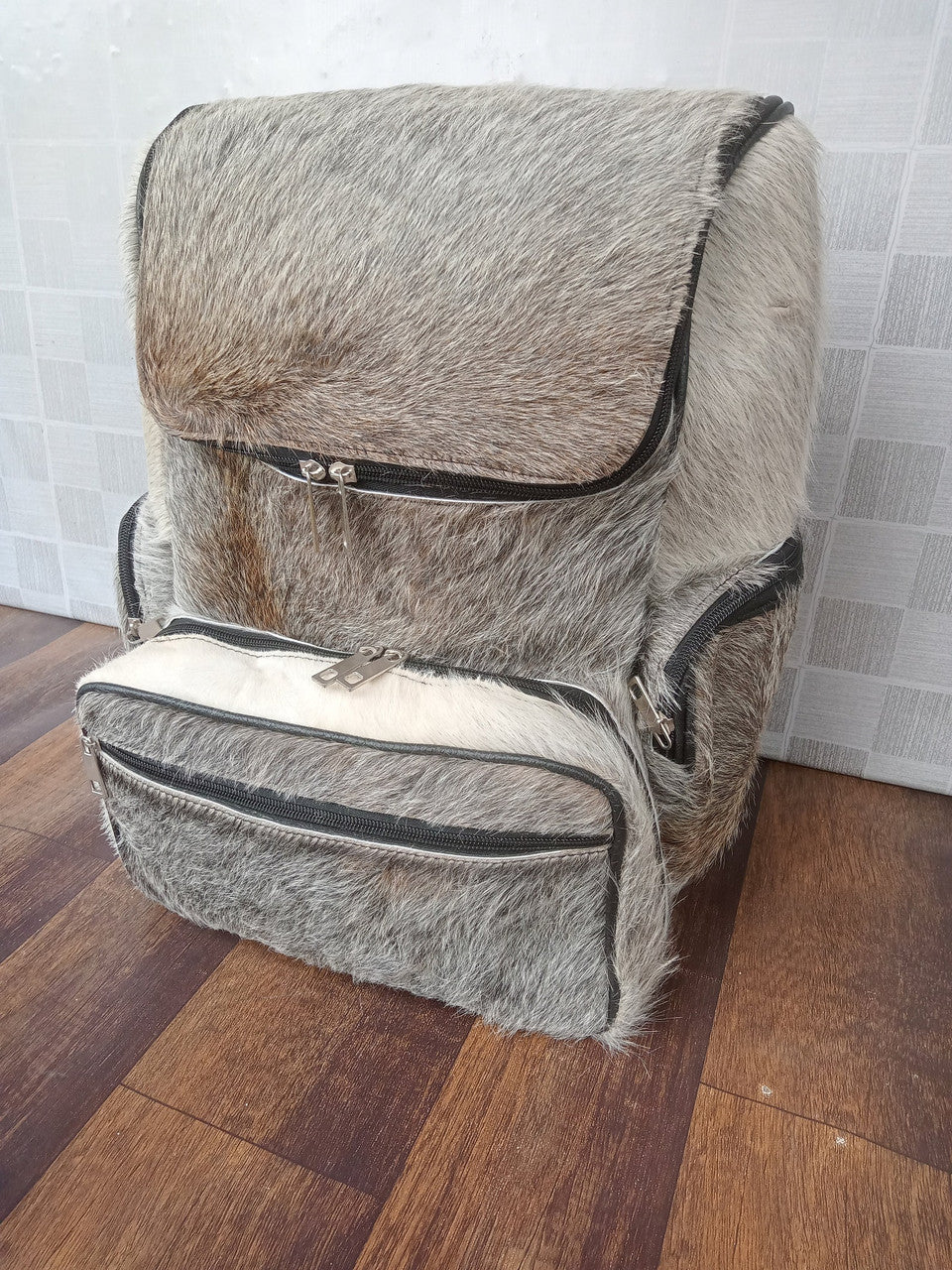 Natural Gray Hair On Hide Backpack